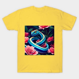 Snake and floral T-Shirt